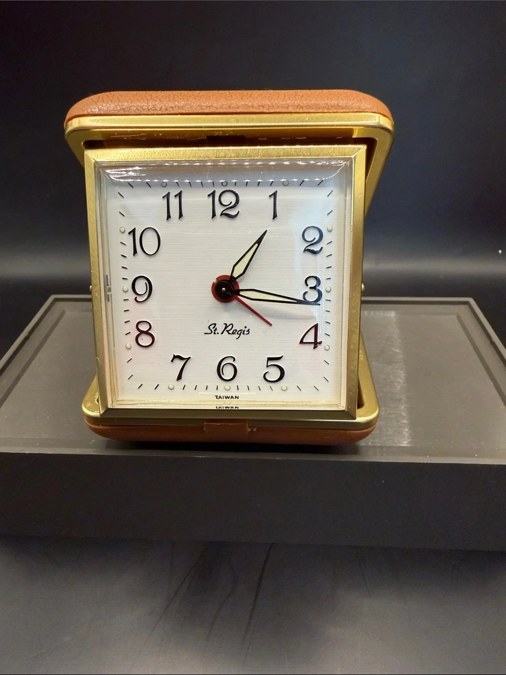 Gold and Brown Folding Travel Clock